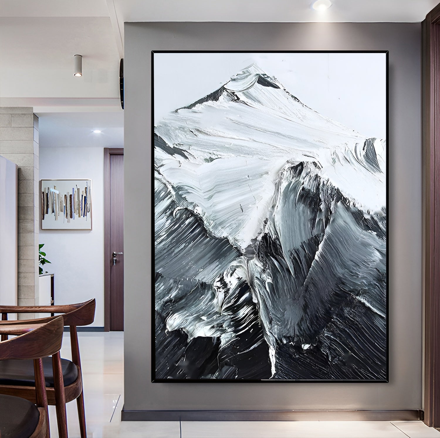 Climbs - Black and White Mountain Painting on Canvas N o H o