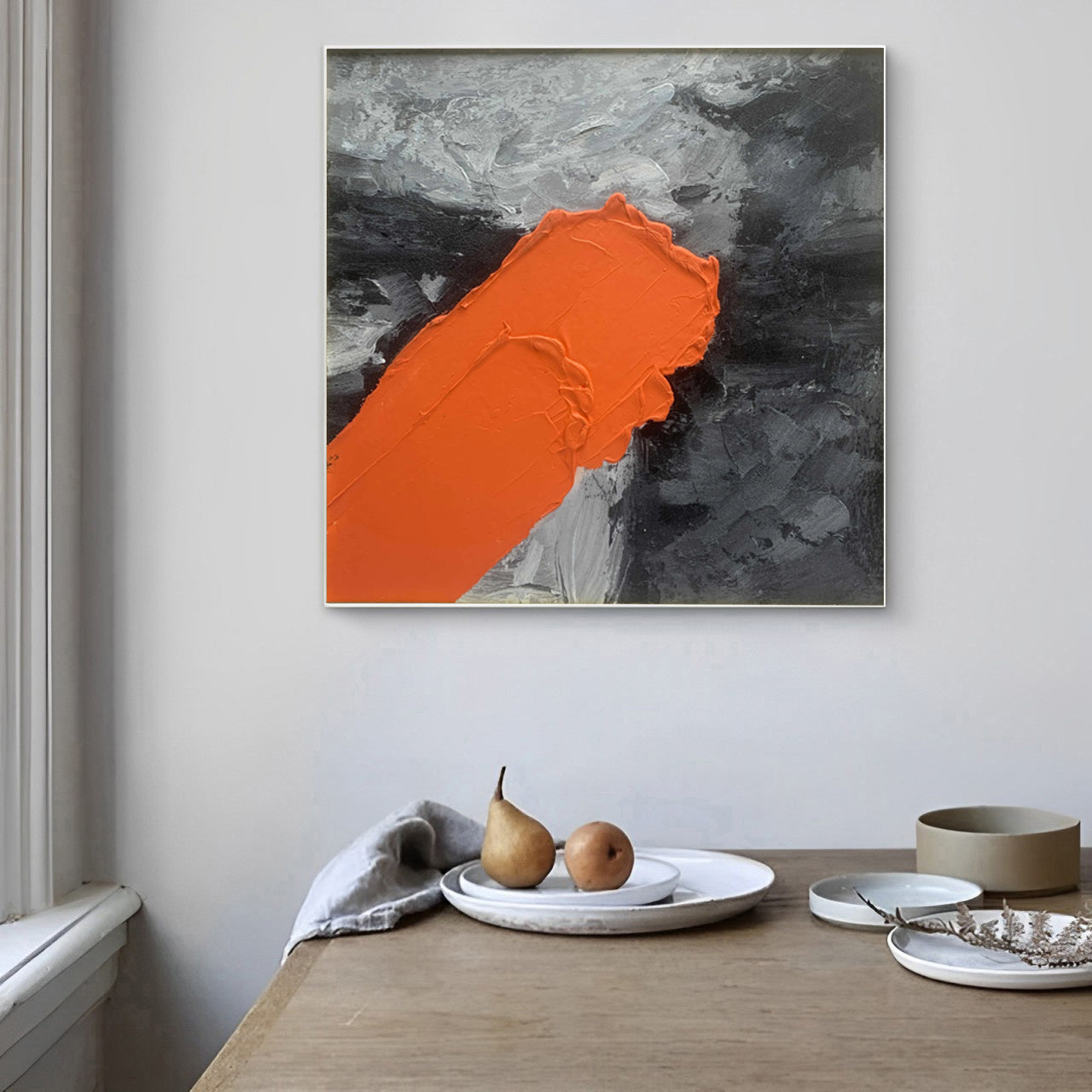 Innovative - Modern 3D Textured Black and Orange Wall Art Painting