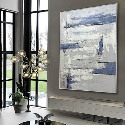 Modernized - Extra Large Wall Art White and Grey Painting on Canvas