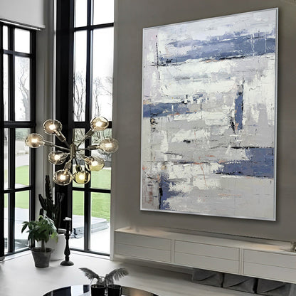 Modernized - Large White and Grey Abstract Wall Art Painting on Canvas