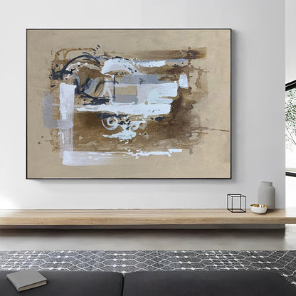 Mousy - Large contemporary brown abstract painting on canvas