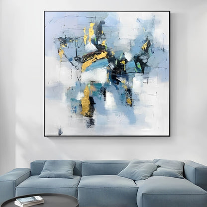 Constelation - Abstract Blue and Gold Painting on Canvas