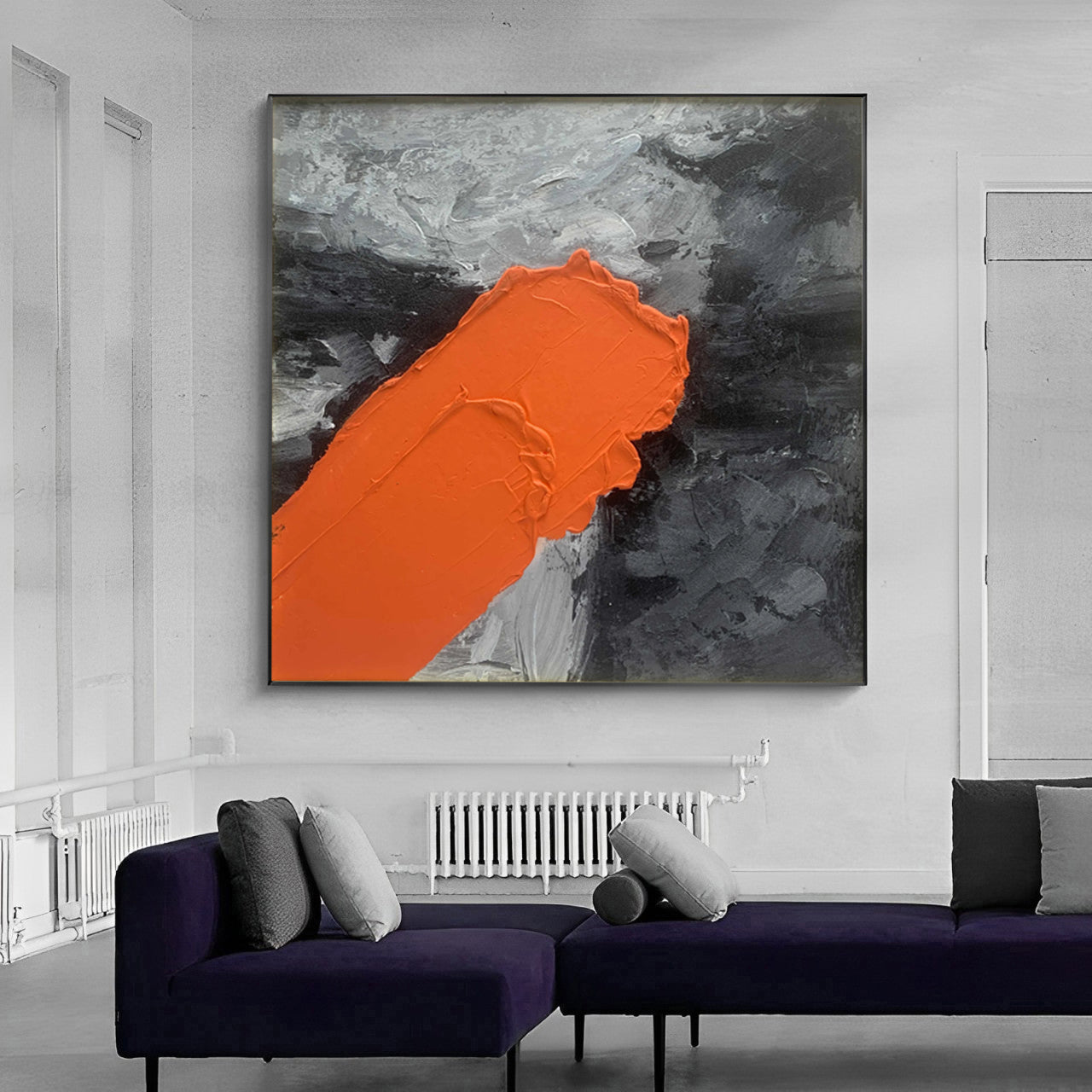 Innovative - Modern 3D Textured Black and Orange Wall Art Painting