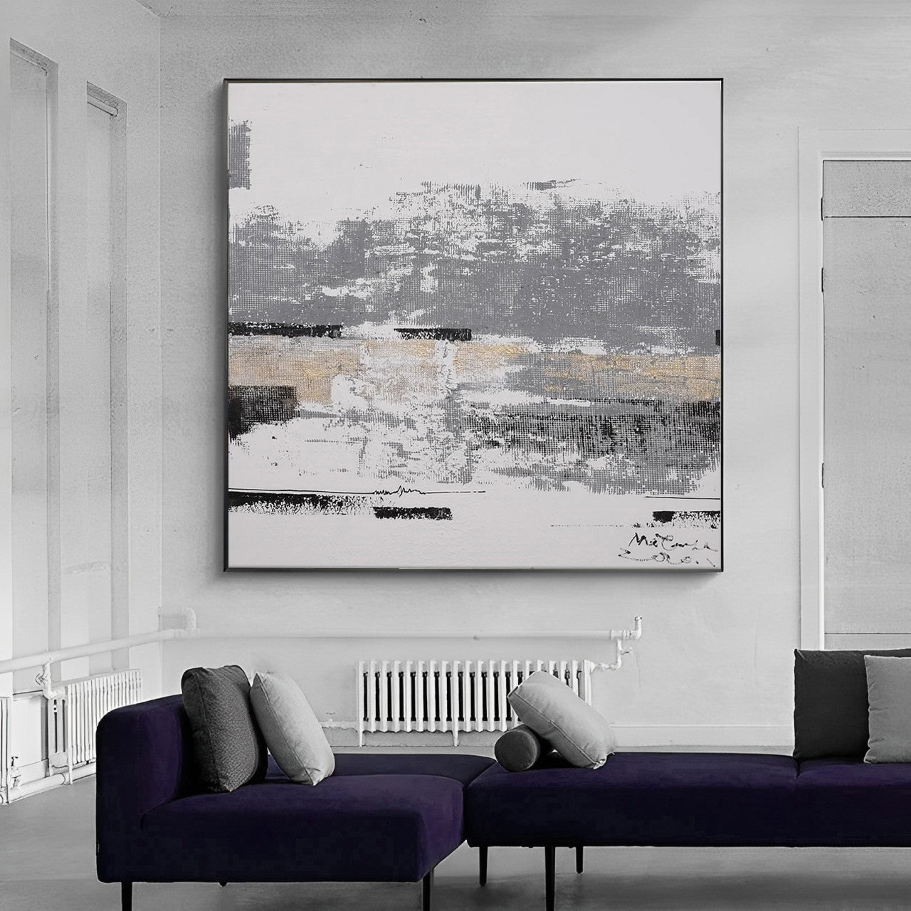 Celeste - Grey and White Wall Art Painting