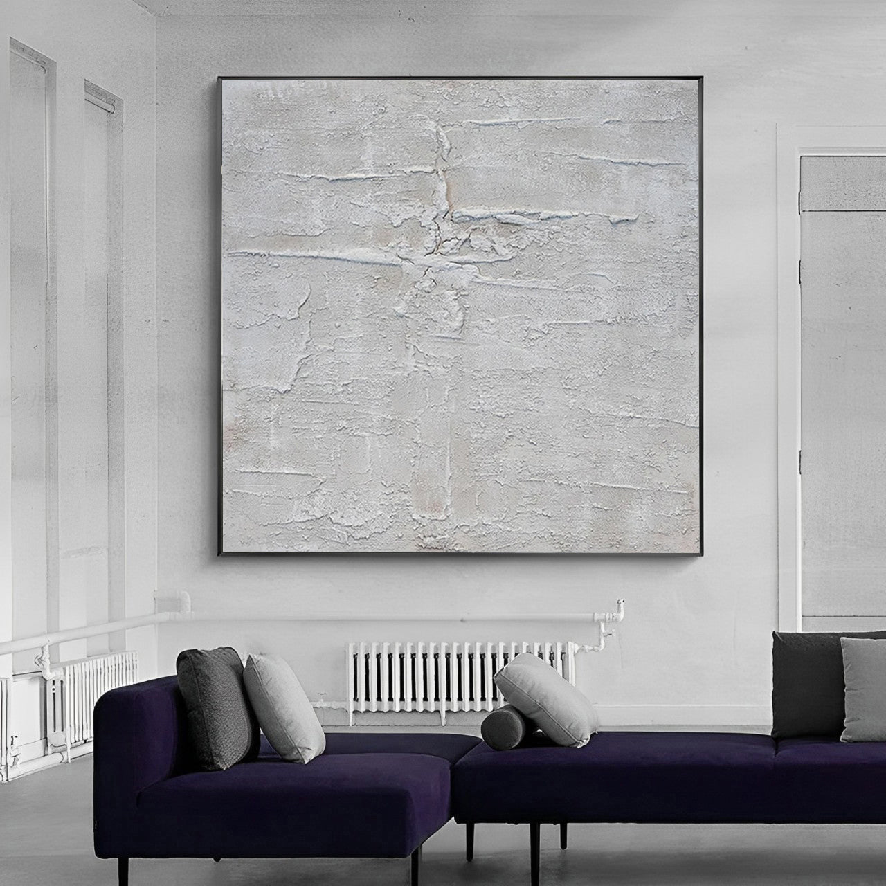 Dimensional - Neutral Minimal 3D Textured Painting on Canvas