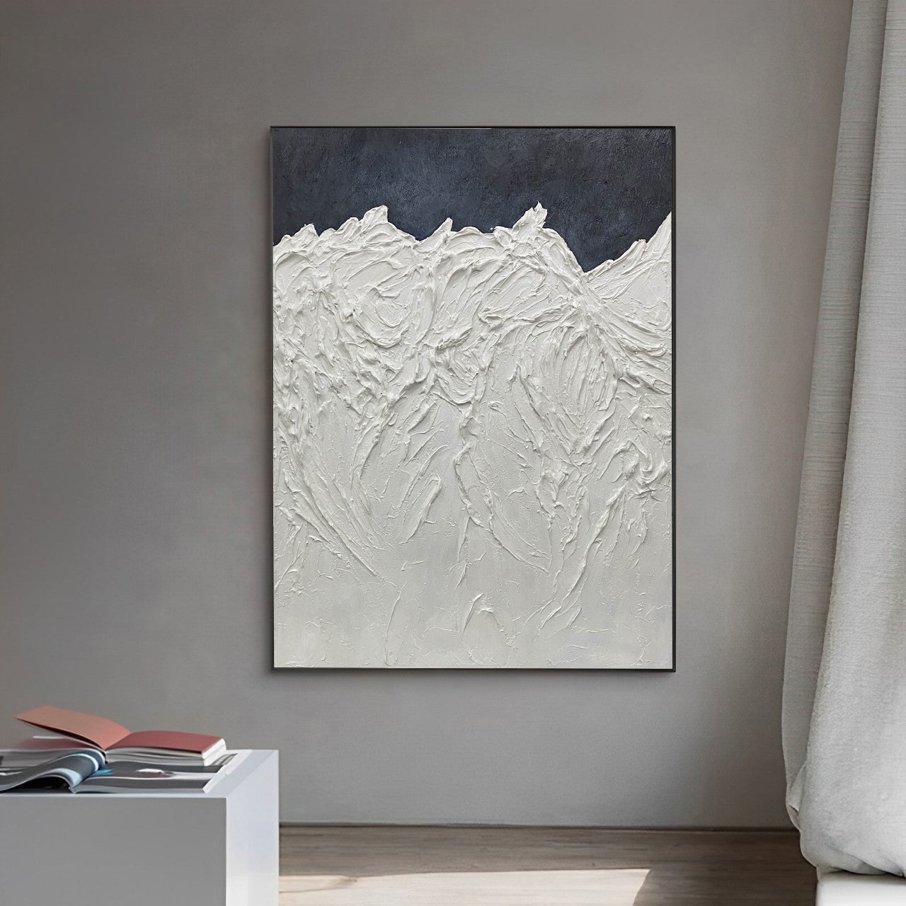 Slush - Extra Large Black and White Mountain Canvas 3D Painting