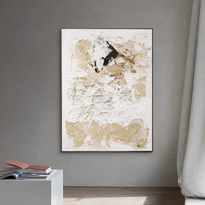 Beigiart - Large Textured White and Beige Abstract Art Painting