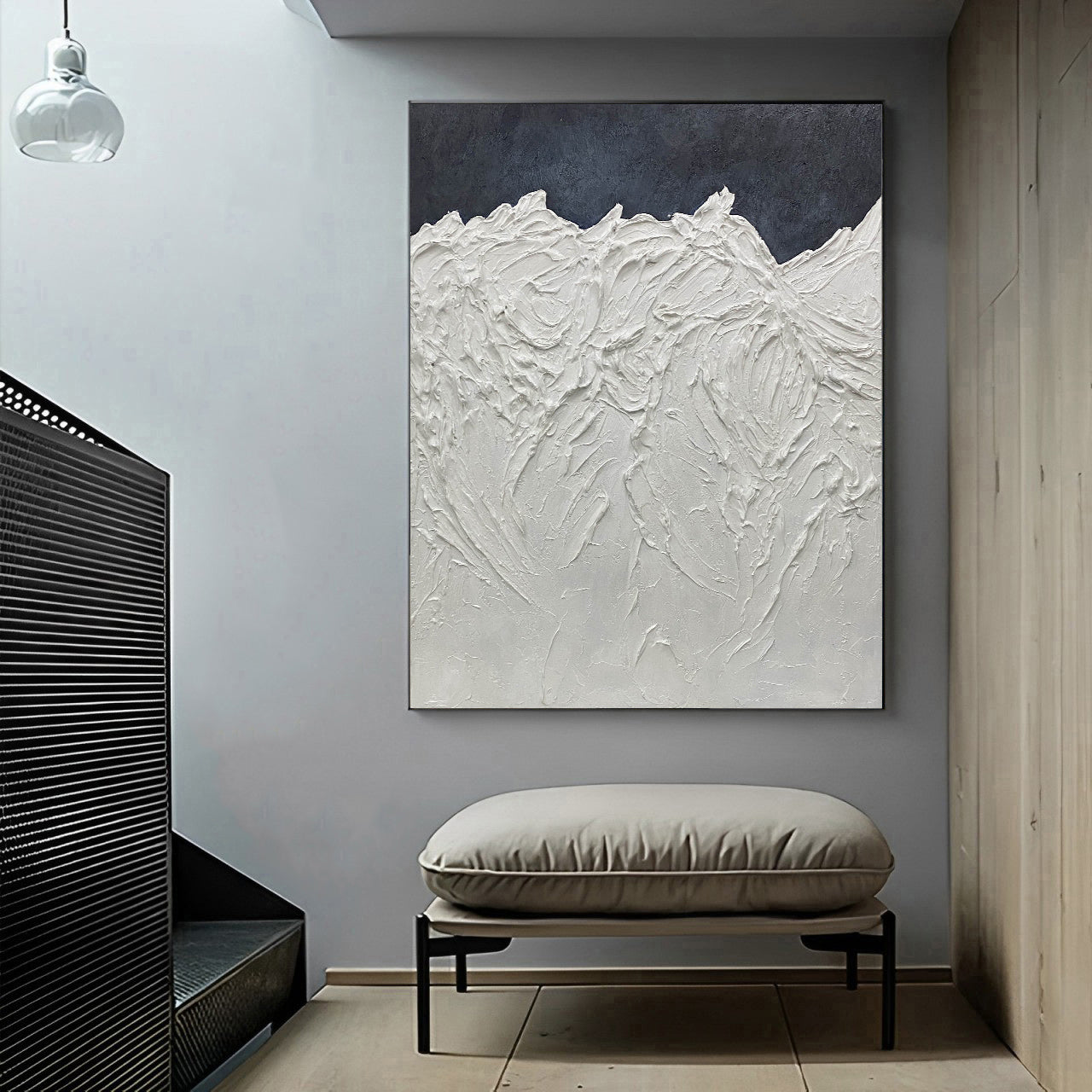 Slush - Extra Large Black and White Mountain Canvas 3D Painting