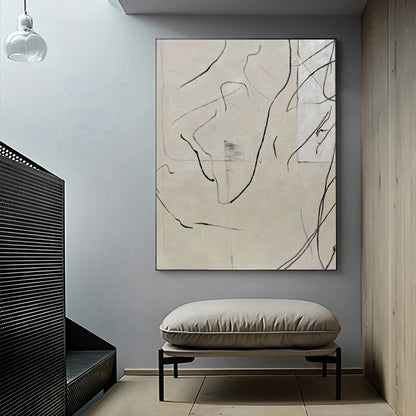 Modernistic - Modern Large Abstract Lines Painting on Canvas