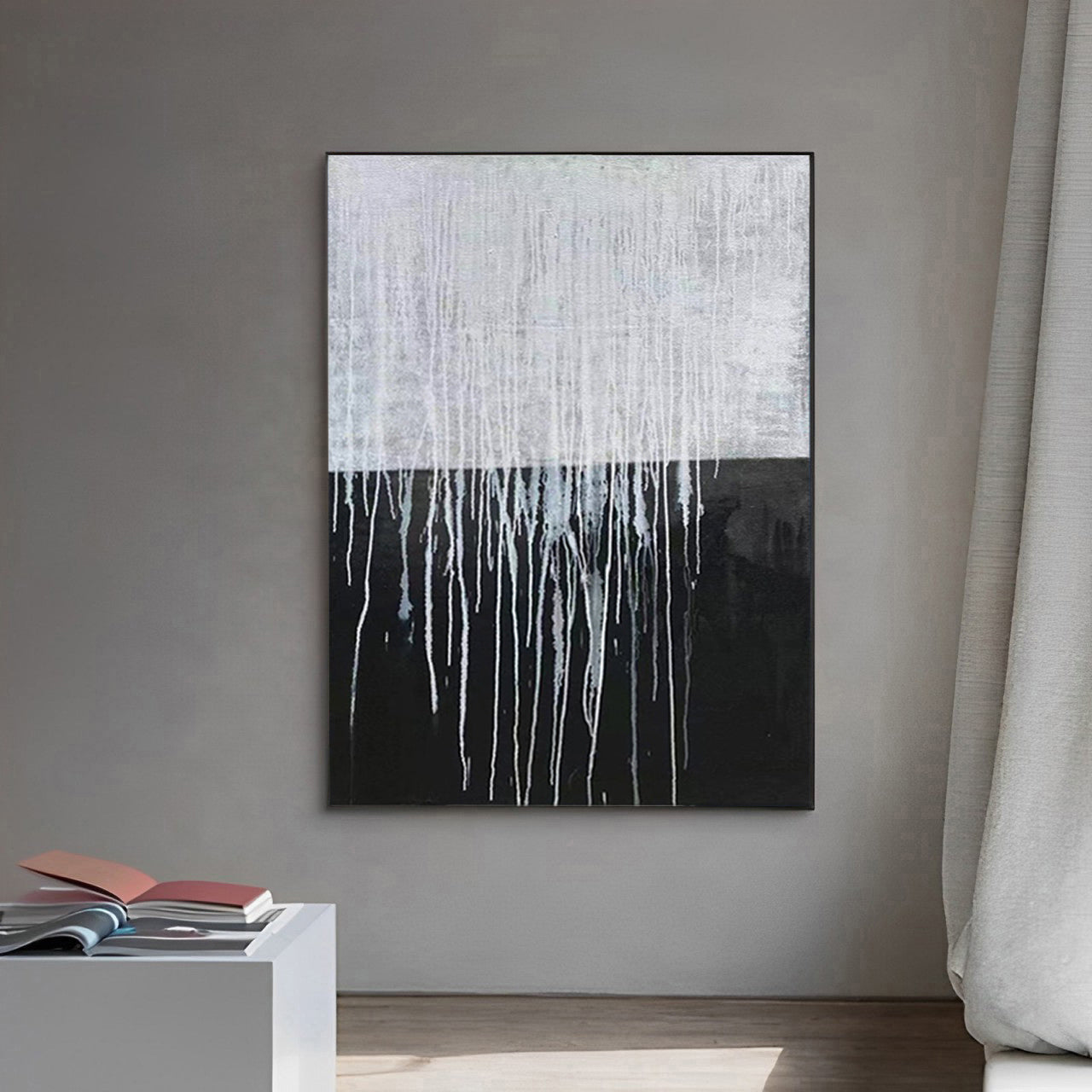 Simplistic - Modern Black and White Painting Abstract Canvas