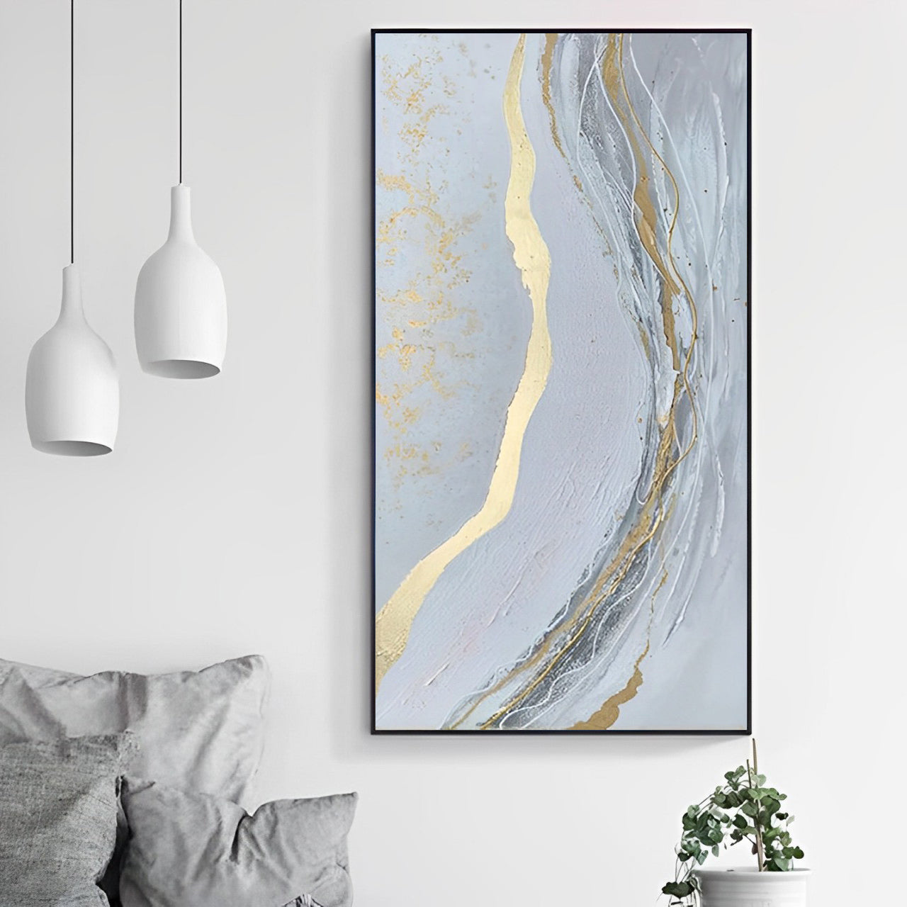 Goldi - White and Gold Wall Art Decor Abstract Painting