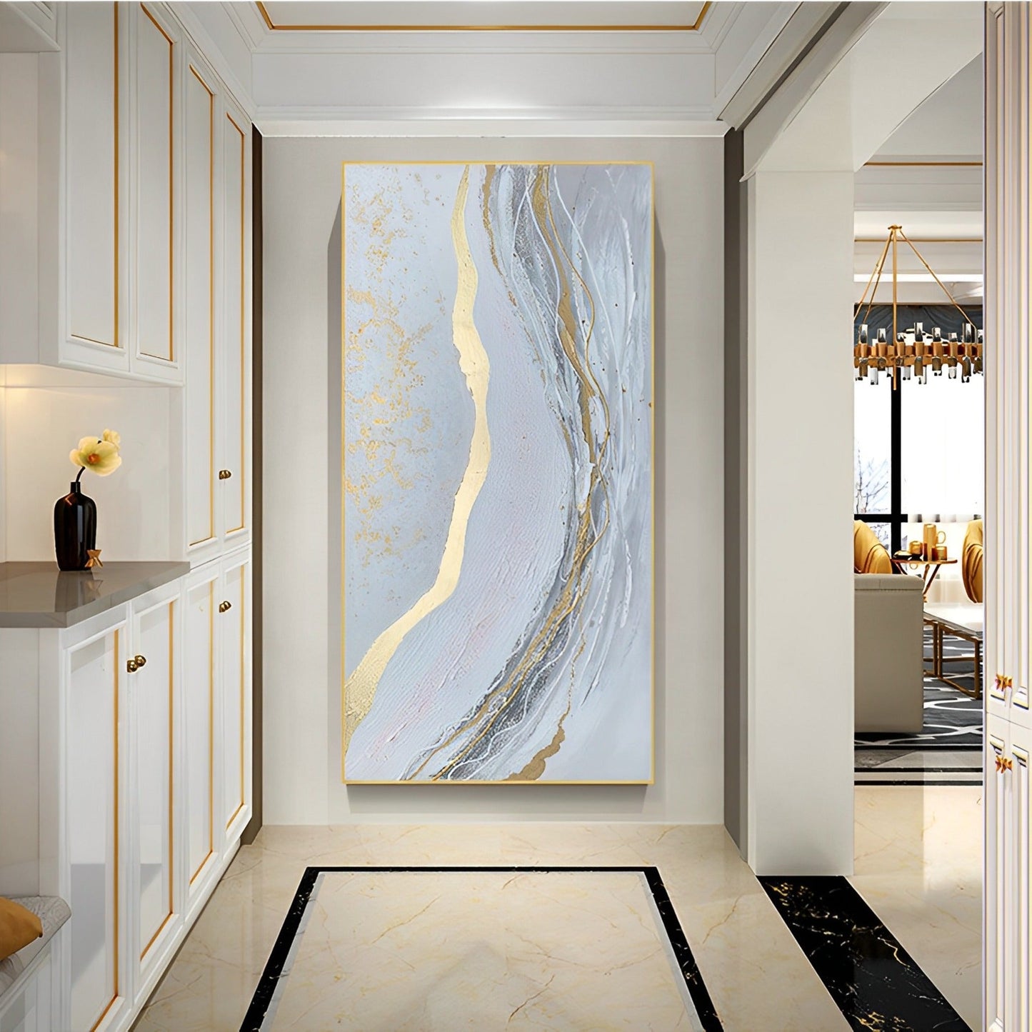 Goldi - White and Gold Wall Art Decor Abstract Painting