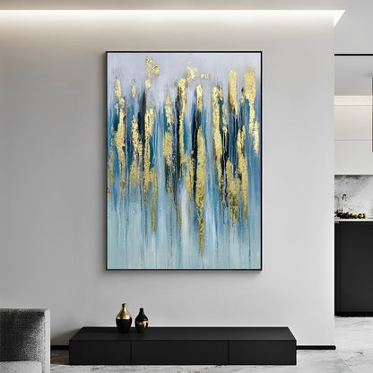 Resplendent - Extra large Abstract Blue and Gold Painting on Canvas