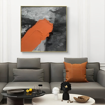 Innovative - Modern 3D Textured Black and Orange Wall Art Painting