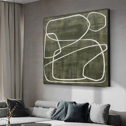 Stria - Modern Clean Lines Abstract Green Painting on Canvas