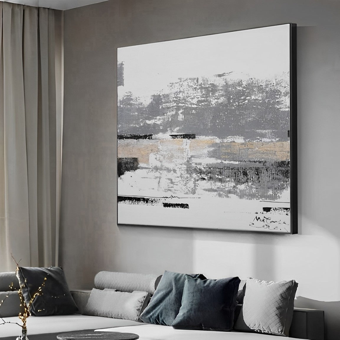 Celeste - Grey and White Wall Art Painting