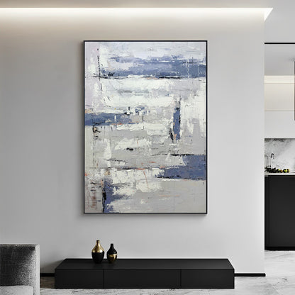 Modernized - Extra Large Wall Art White and Grey Painting on Canvas