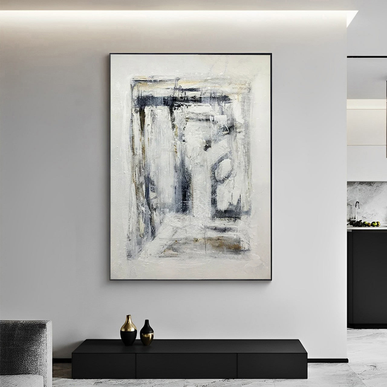 Notonial - Large Black and White Abstract Art Painting