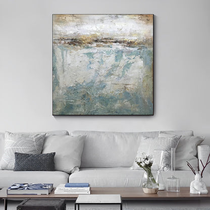 Au courant - Modern Large Abstract Blue Grey Painting on Canvas