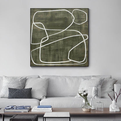 Stria - Modern Clean Lines Abstract Green Painting on Canvas