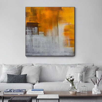 Fauve - Peinture moderne blanche et orange sur toile