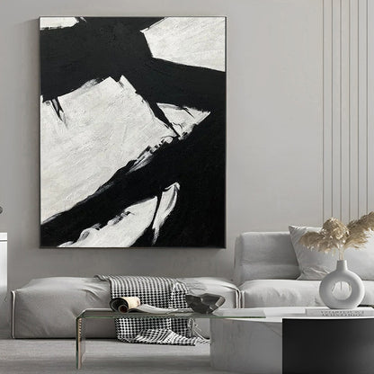 Monochrome Abyss - Black and White Abstract Painting