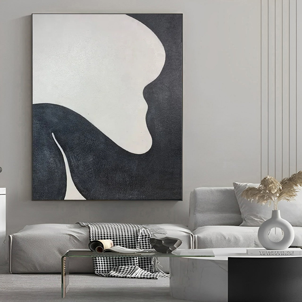 Curvalo - Modern Black and White Art Painting on Canvas