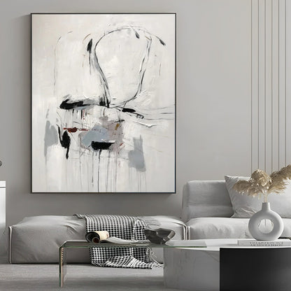 Ultra-modern - Modern Abstract Black and White Painting on Canvas