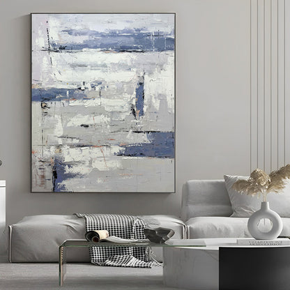 Modernized - Extra Large Wall Art White and Grey Painting on Canvas