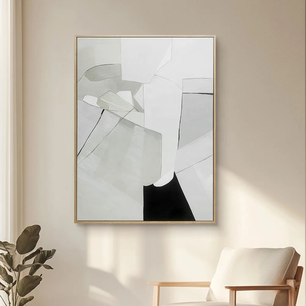 black and grey wall art, black and grey abstract painting, Noho Art 