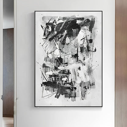 Extant - Large Abstract Black and White Canvas Painting