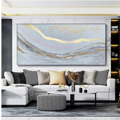 Goldi - White and Gold Wall Art Decor Abstract Painting