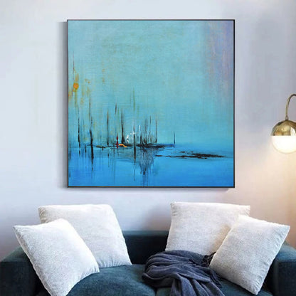 Profound - Large Black and Blue Abstract Painting on Canvas