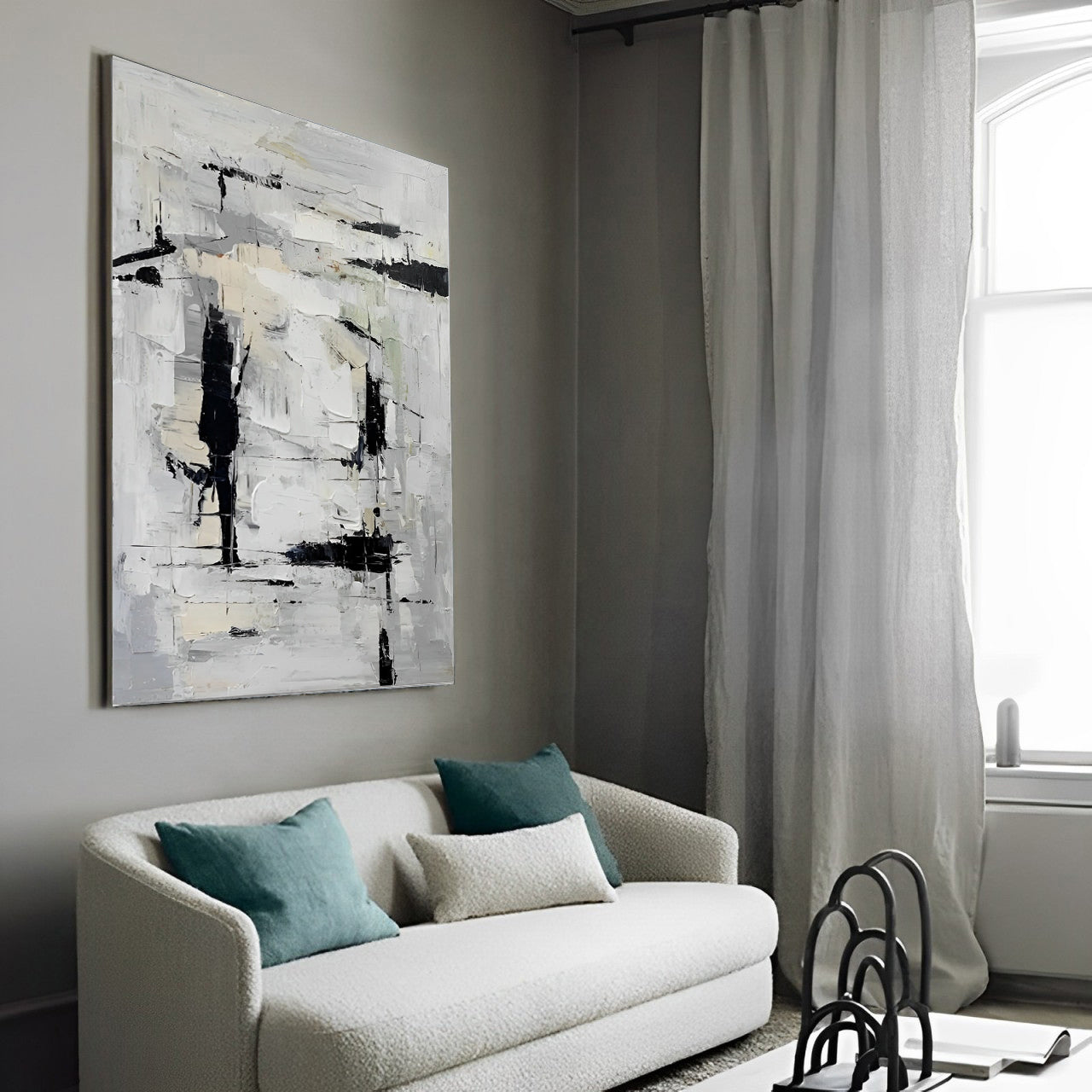 Girio - Extra Large Black and White Abstract Canvas