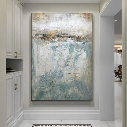 Au courant - Modern Large Abstract Blue Grey Painting on Canvas