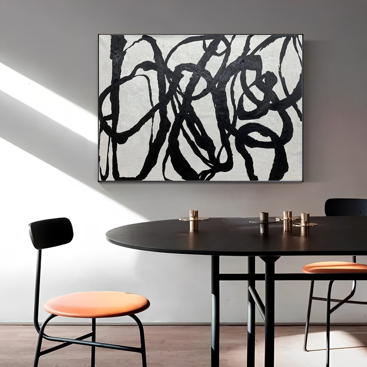 Cornocop - Black and White Abstract Canvas Painting