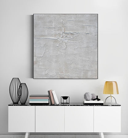 Dimensional - Neutral Minimal 3D Textured Painting on Canvas