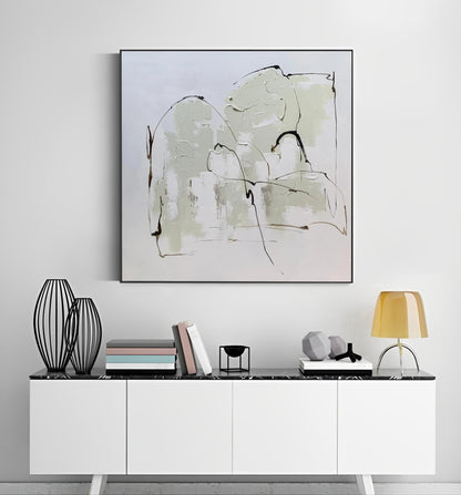 Ethereal Echoes - White and Gray Painting