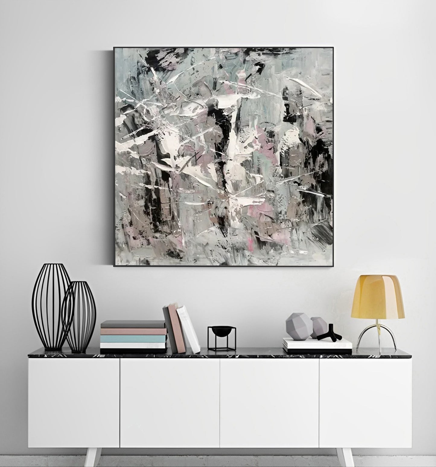 Shades of Silence - Black White Grey Painting