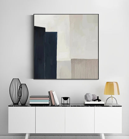 Pearl River - Grey Modern Abstract Art Painting on Canvas