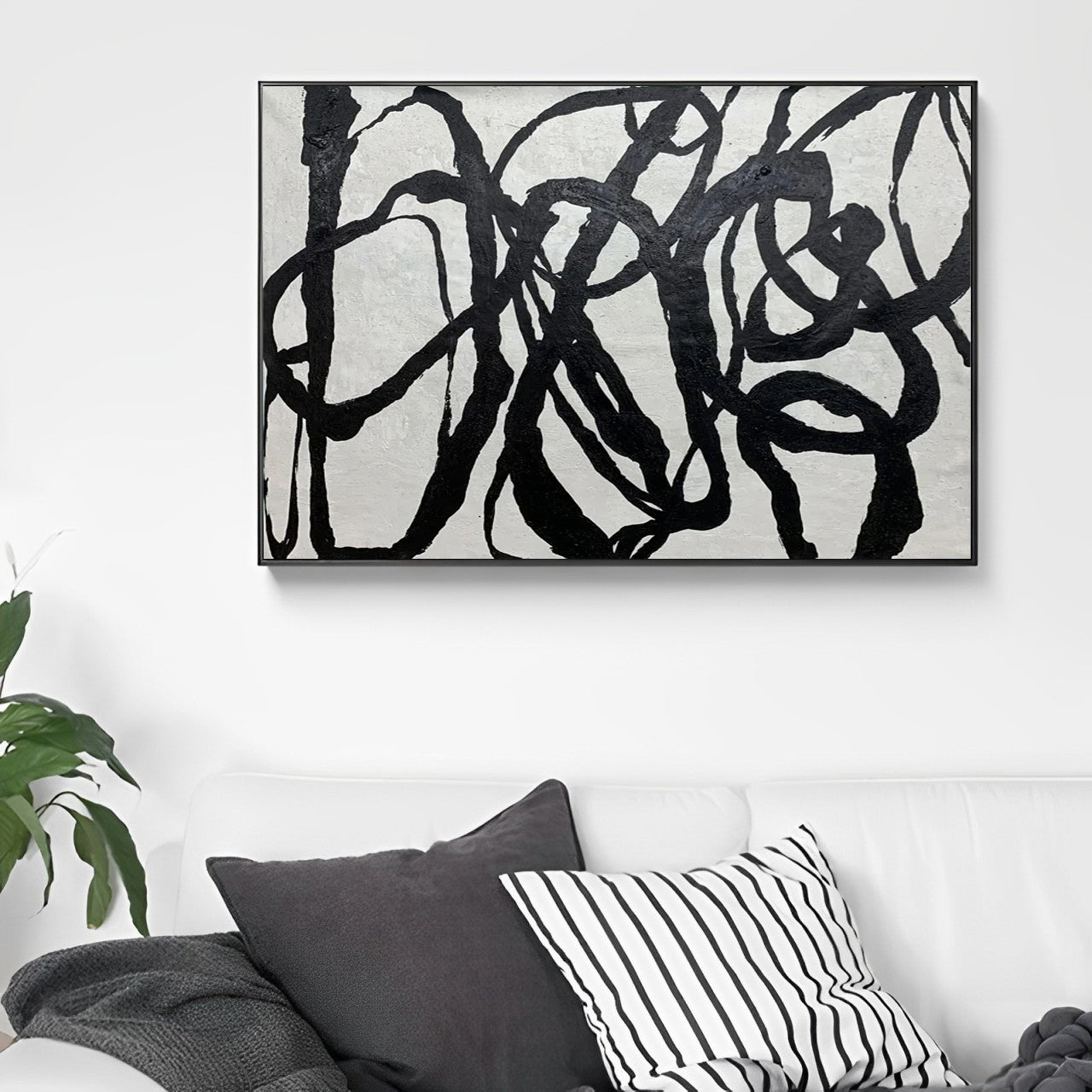 Cornocop - Black and White Abstract Canvas Painting