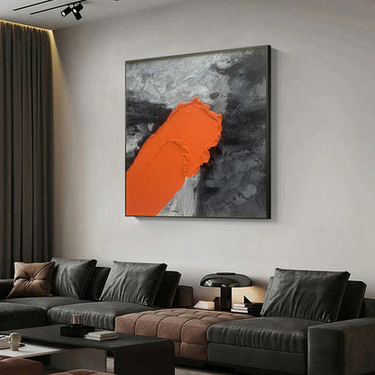 Innovative - Modern 3D Textured Black and Orange Wall Art Painting