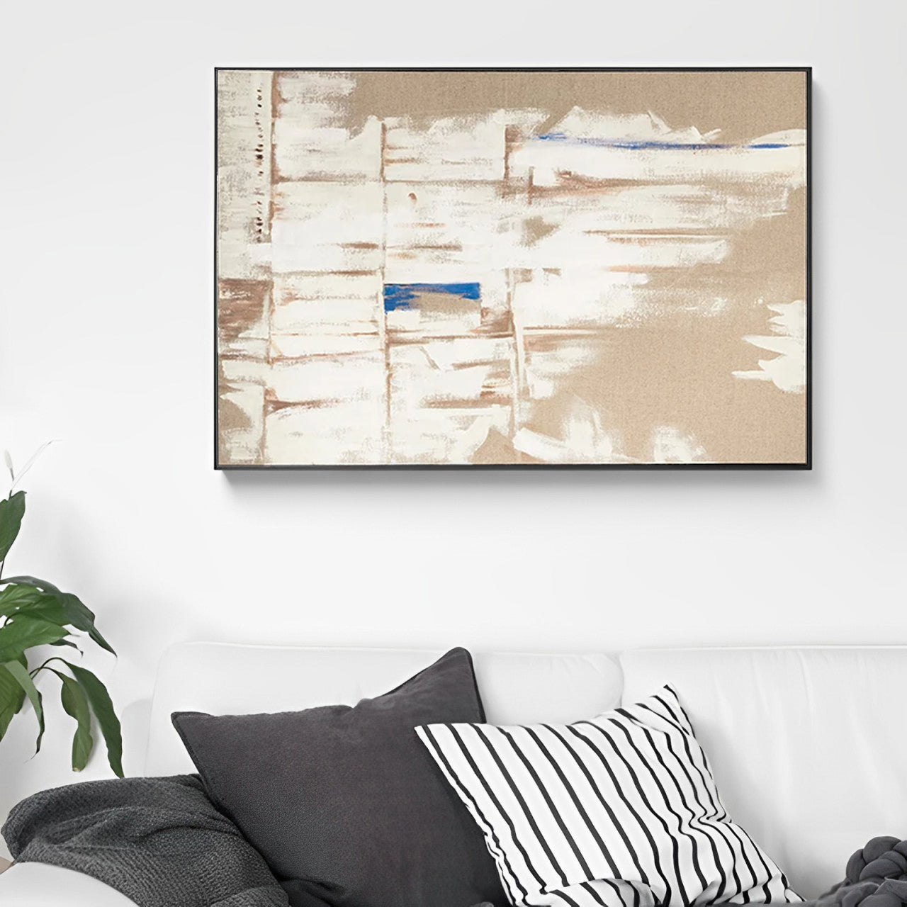 Sepia - Large Abstract Brown and White Art Painting on Canvas