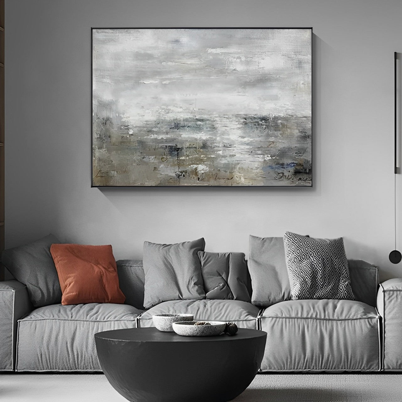 Obsolet - Textured Grey Abstract Art Oil Painting on Canvas