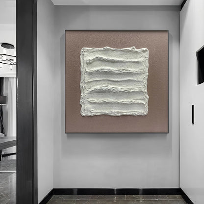 Modern 3D Textured White and Brown Wall Art Painting, 3D textured oil painting, Noho Art Gallery