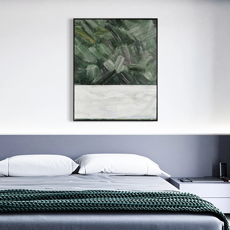 Affirmations - Large Green White Painting on Canvas