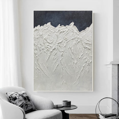 Slush - Peinture 3D sur toile extra large en noir et blanc représentant une montagne 