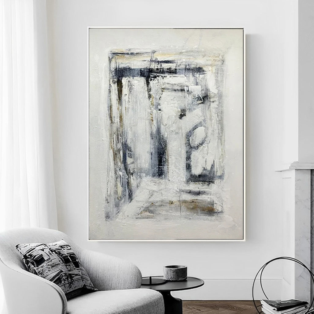 Notonial - Large Black and White Abstract Art Painting