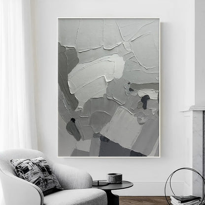 Concept - Extra Large 3D Textured Gray Abstract Painting on Canvas