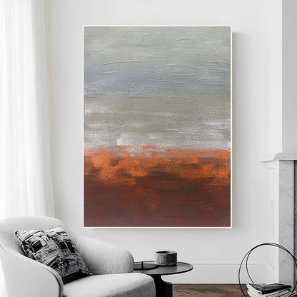 Red-Brick - Extra Large Abstract Grey and Orange Wall Art Painting